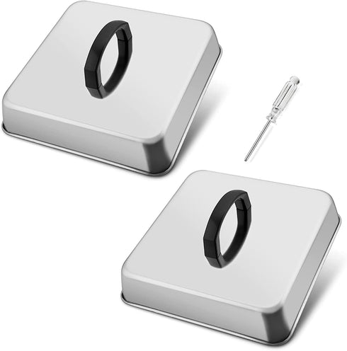 HaSteeL Square Cheese Melting Dome, Stainless Steel 9…“ x 9…“ x 2 Inch Steaming Basting Cover, Heavy Duty Griddle Grill Accessories for Flat Top Teppanyaki Cast Iron BBQ Outdoor Kitchen Cooking, 2 Packs